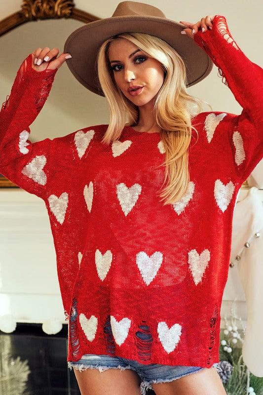 Distressed Hearts Sweater (2 Colors)