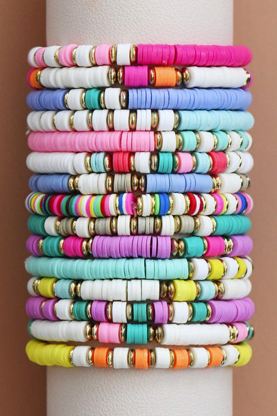 Pastel Quad-colored Clay Bead Bracelet 