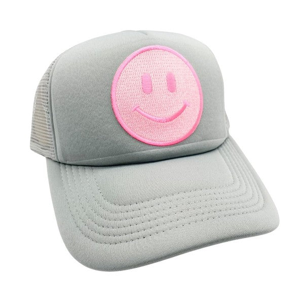 Grey Smiley Trucker Hat