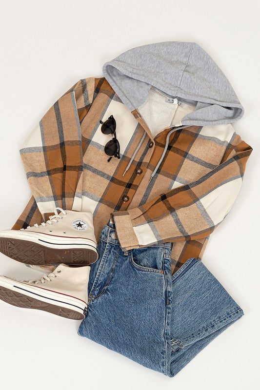 Brown Button Down Hoodie