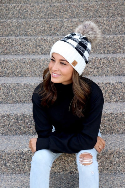 Buffalo Winter Knit Hat - Black & White – Store716