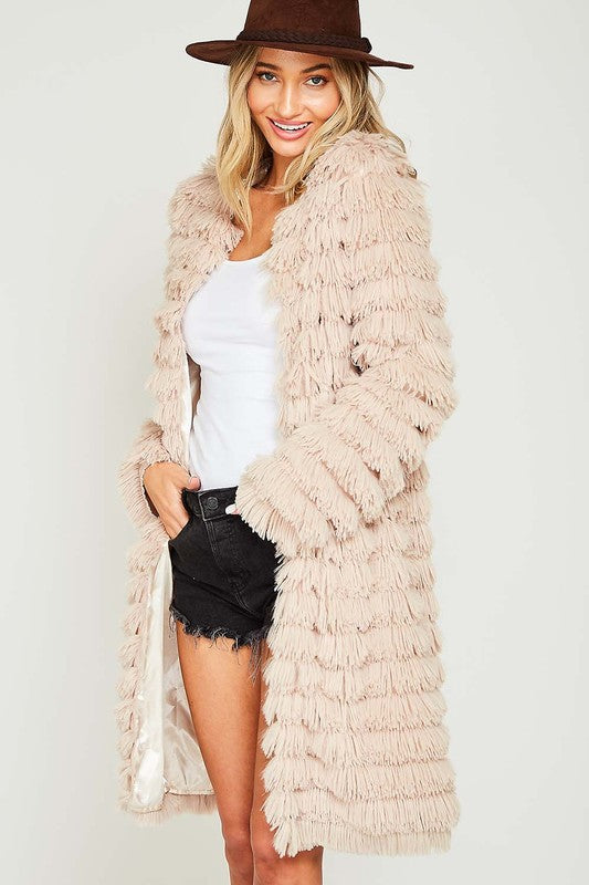 Call Me Maybe Long Shaggy Tiered Jacket (2 Colors)