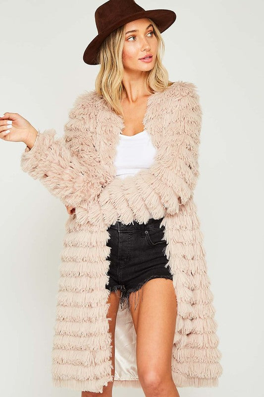 Call Me Maybe Long Shaggy Tiered Jacket (2 Colors)