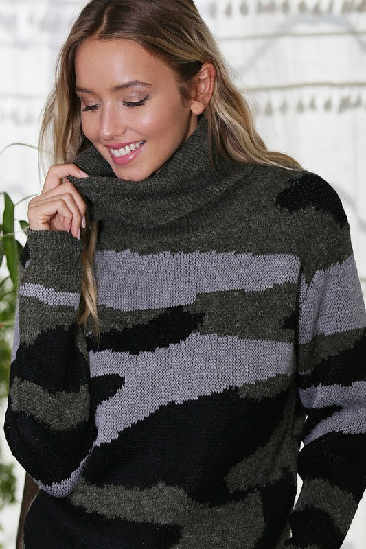 Camo Turtleneck Sweater