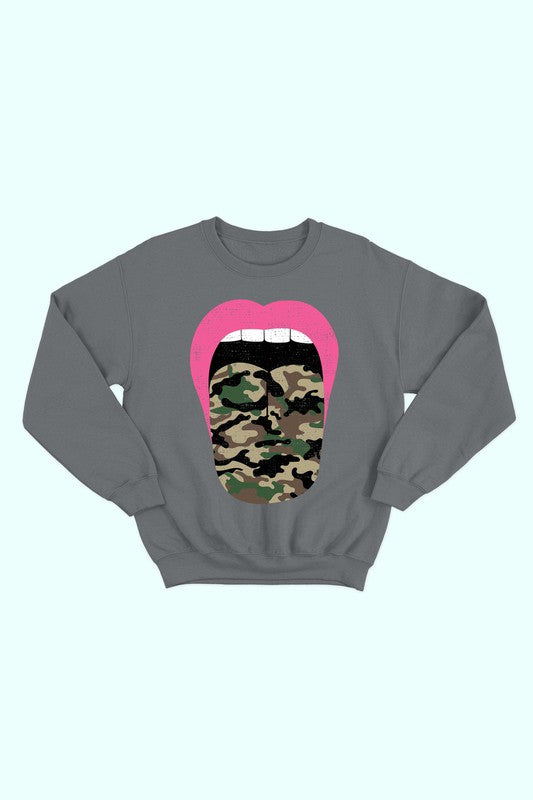 Bubble Gum Camo Tongue Sweatshirt
