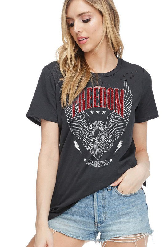 Glitter Red Freedom Distressed Tee – Gunny Sack and Co