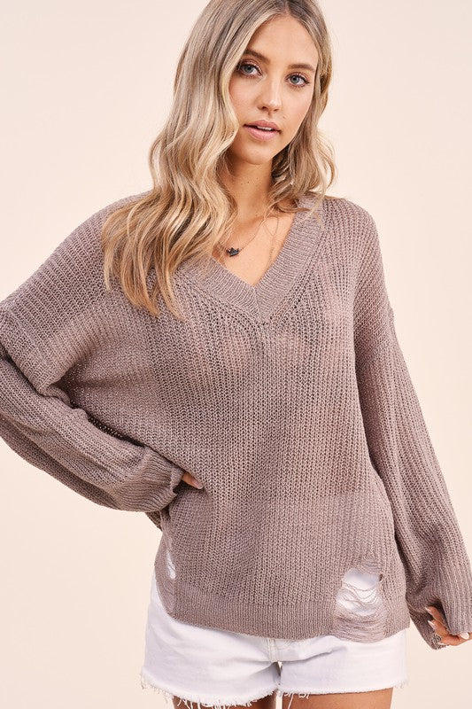 Everyday Distressed Sweater (2 Colors)