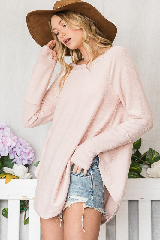 Relaxed Fit Thumbhole Tunic Tee (3 Colors)