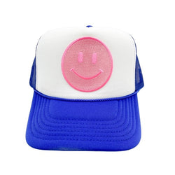 Royal Blue Smiley Trucker Hat