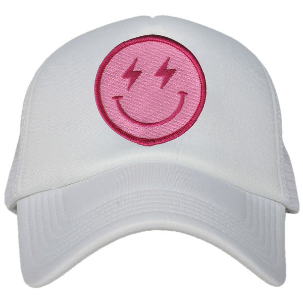 Pink/White Smiley Face Trucker Hat