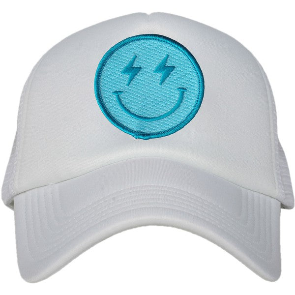 Blue/White Smiley Face Trucker Hat