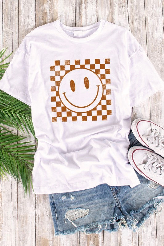 Checkered Smiley Face Tee (2 Colors)