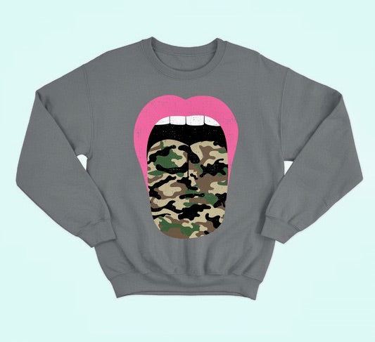 Bubble Gum Camo Tongue Sweatshirt