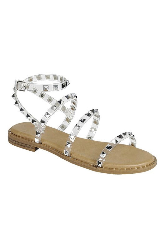 Clearly Studded Sandal (Tan)