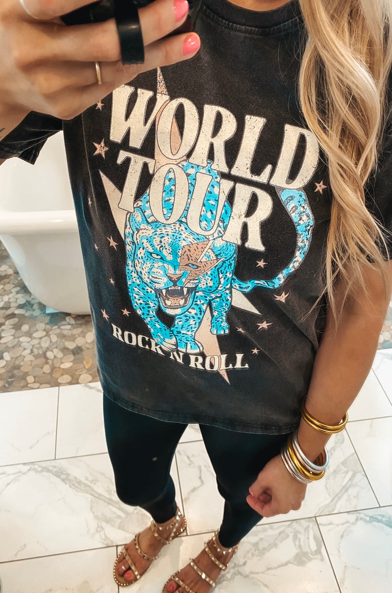 Vintage World Tour Rock and Roll Cheetah Tee (2 Colors)