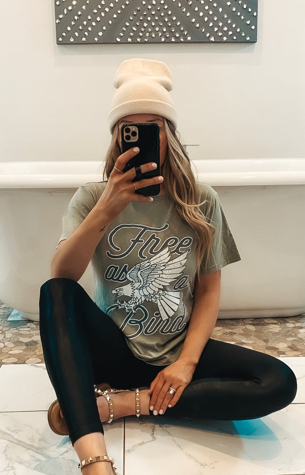 Olive Free as a Bird Tee