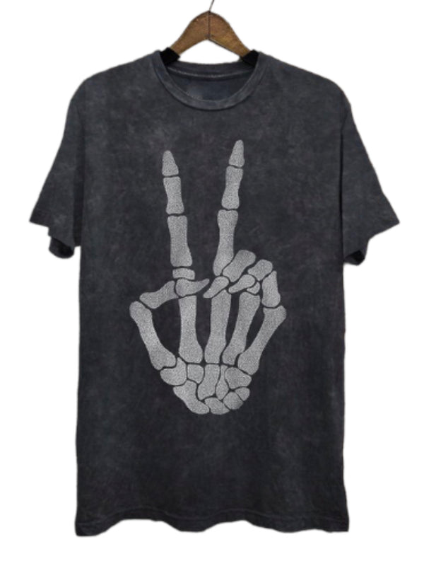 Mineral Wash Peace Skelly Tee (2 Colors)