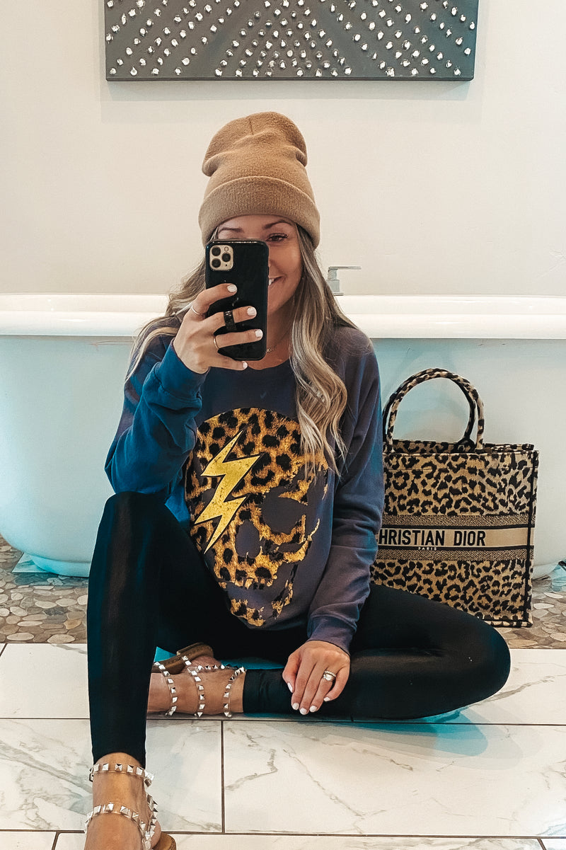 Leopard Lightning Skull Sweatshirt (2 Colors)