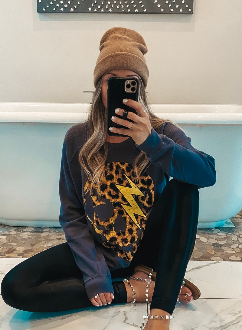 Leopard Lightning Skull Sweatshirt (2 Colors)