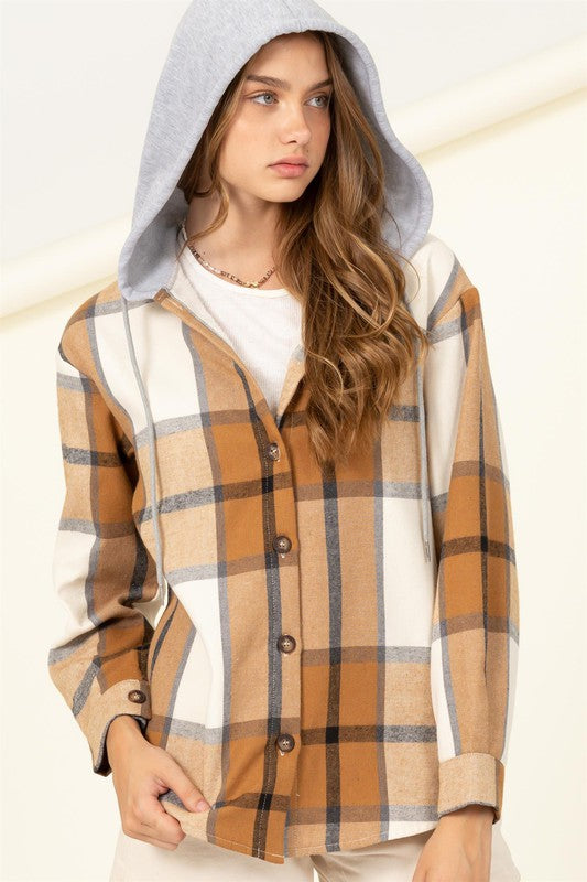 Brown Button Down Hoodie