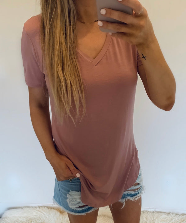 V Neck Tunic Tee (5 Colors)