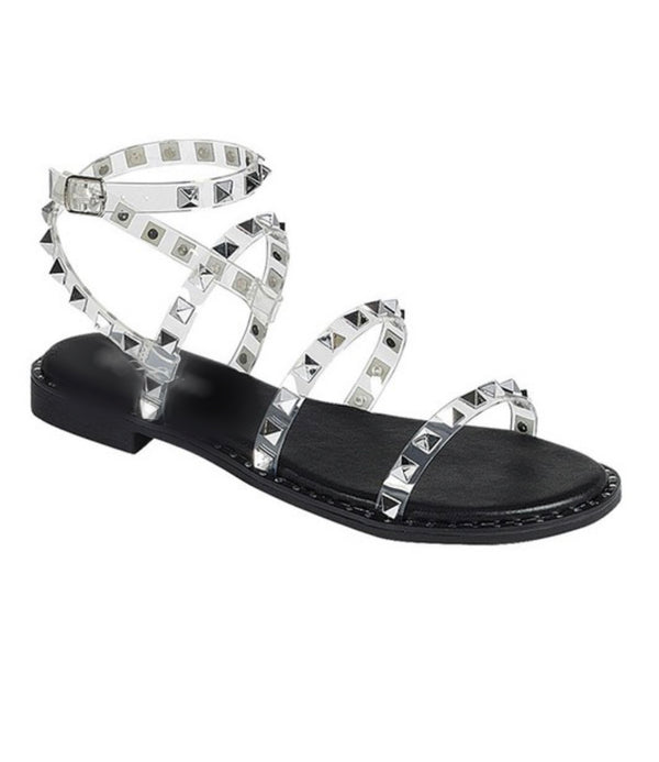 Clearly Studded Sandal (Black)