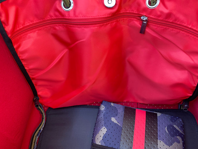 Red Stripe Camo Neoprene Bag