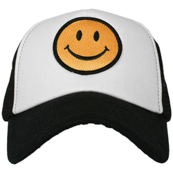 Black White Smiley Trucker Hat